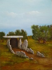 Quadro "Dolmen con ulivi" 30x40 Olio su tavola