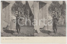 1900 ca FRANCE Scènes de genre - Les Deus Pigeons - Stéréo Carte postale n.14