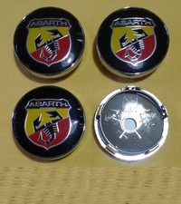 4x SET COPRIMOZZO  COMPATIBILI FIAT ABARTH 60MM NERO CROMATO CERCHI LEGA TAPPI