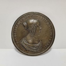 Antica Medaglia Bronzo Maddalena de Créquy 1651 Uniface