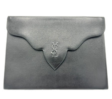 Borsa pochette Yves Saint Laurent in pelle nera saffiano seconda borsa Authen