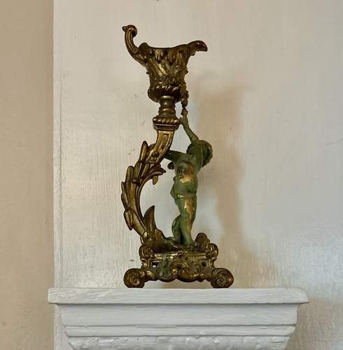 Antico portacandele cherubino - portacandele,