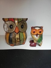 COLLEZIONE  GUFI O CIVETTE in legno intagliata e dipinta a mano. 