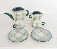 Servizio X 2  Caffè ceramica Galvani Pordenone , anni 30 Aerografo , Futurismo 