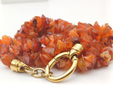 AGATA ROSSA NATURALE COLLANA VINTAGE DOPPIO FILO CHIPS