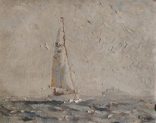 Belle huile sur carton - belle,