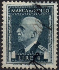 ITALIA REGNO 1939 - Marca da Bollo - Usato 4 lire  #MBK