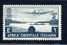 Africa Orientale Italiana - 1938 - 2 lire Posta Aerea (Sassone 7) - nuovo -