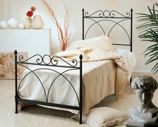 LETTO FERRO BATTUTO SABRINA SING.NERO GRAFITE-BIANCO SATINATO