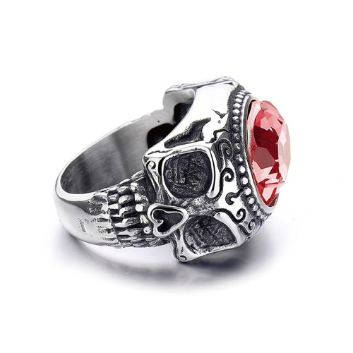 Anello teschio zirconi rosso - teschio,