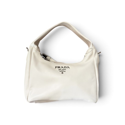 Prada white leather hobo - prada,