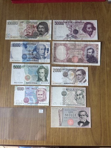 Lotto banconote lire 100000 - 9,