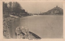 Barca sul fiume Po cartolina Torino