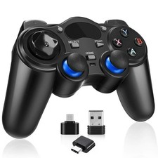 Controller Wireless per PS3/PC,2,4GHz Wireless Gamepad 360° Doppio Joystick Joypad