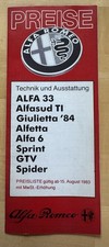 Brochure listino prezzi alfa - listino,