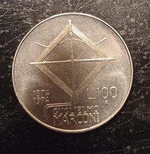 moneta rara 100 lire guglielmo marconi 1874-1974