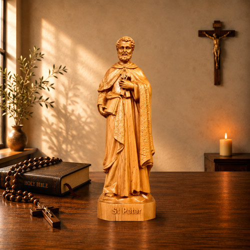 Statua san pietro legno - pietro,