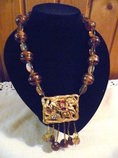 COLLANA BIGIOTTERIA BIJOUX PROTOTIPO UNICO PEZZO ARTIGIANALE VETRO - RESINA