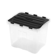 6x Heidrun Dragon Box 24 litri - con coperchio diviso - 40x30x30 cm -trasp./nero