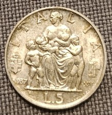 5 LIRE EMPIRE 1937 SQFDC