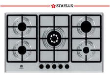 Piano Cottura 90Cm 5 Fuochi Griglie in Ghisa Acciaio Gas Gpl Metano Inox Staylux