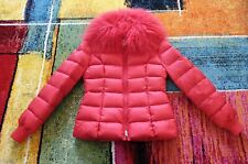 Piumino bimba in piuma d'oca, collo con pelliccia, rosso, by PARROT, Tg.14 anni