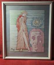 Disegno Antico.Bertelli,pennarello su carta, firmato;cornice 36x42;disegno 25x30