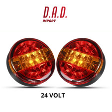 Coppia 24v Led Luci Fari Fanali Posteriori Rotondi Autocarro Camion Rimorchi