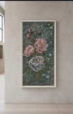 QUADRO MODERNO"FIORI"DIPINTO SU TELA CON TECNICA ACRILICO MATERICA 107X50 CM
