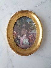 Quadretto Cornice Ovale D'orata in legno vintage con stampa antica 