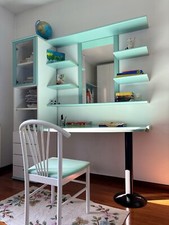 Scrivania per Bambino Bianca e Azzurra con Mobile Libreria