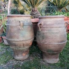 COPPIA DI ANFORE ORCIO IN TERRACOTTA PATINA ANTICA GRECIA ARREDO INTERNO ESTERNO
