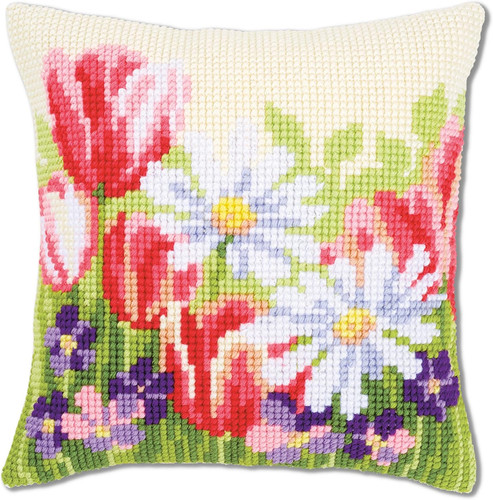 Kit cuscino punto croce fiori - punto,