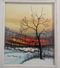 Naif Vintage olio su tela naif