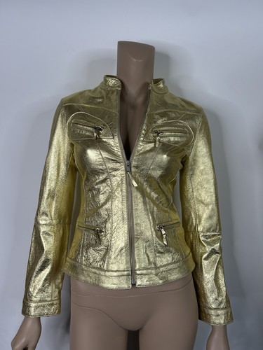 Giacca pelle oro vintage