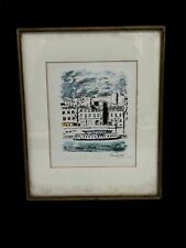 Litografia a colori di Orfeo Tamburi originale anni 1950-1960-scorcio di Parigi