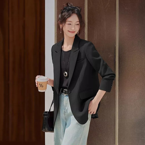 Blazer nero elegante monopetto - blazer,