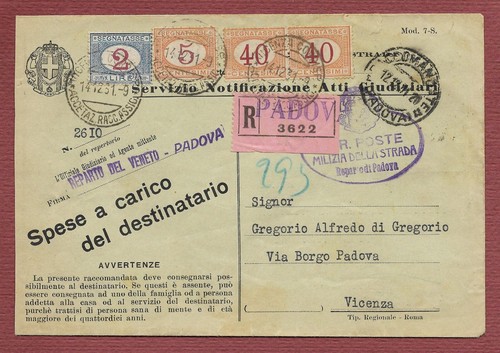 Storia postale atti giudiziari - postale,
