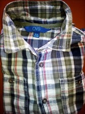 Camicia cotone OVS bambino 4-5 anni bimbo scozzese bianco-blu-verde 