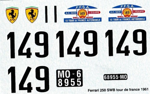 Decal ferrari 250gt - 250gt, swb