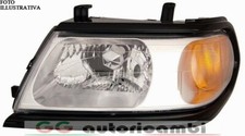 FARO PER MITSUBISHI PAJERO SPORT 00-08 PARABOLA CROMATA CORNICE NERA SINISTRO