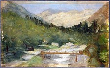 ARTISTA XX SECOLO OLIO SU CARTONE FIRMATO DATATO ROSSI 1935 - SCUOLA PIEMONTESE