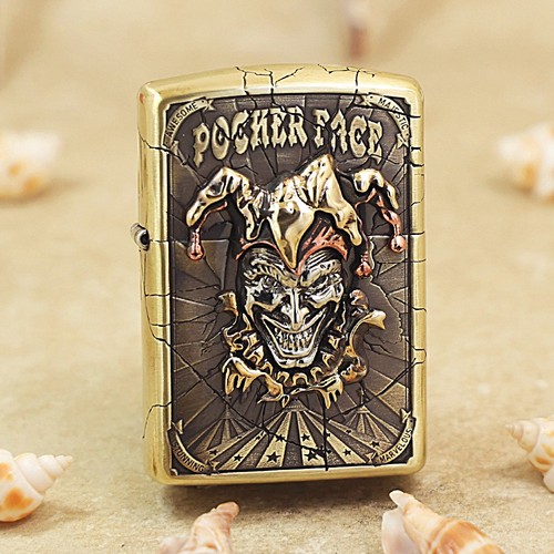 Zippo armor brass poker face - armor,