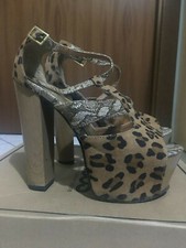 Scarpe sandali ASOS maculati animalier con tacco plateau 14 cm num 37