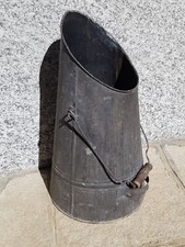 VECCHIO SECCHIO DEL CARBONE CON MANIGLIE E PRESA IN LEGNO ORIGINALE ANNI 50