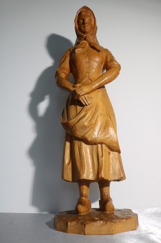 Statue bergère bois - statue,