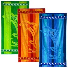 Telo Mare Delfino blu verde arancio spugna cotone egiziano asciugamano 90x165cm