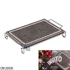 PIETRA LAVICA PIASTRA OLLARE CM 20X30 RETTANGOLARE CON STAND IN ACCIAIO