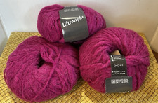 3 Filati di Alpaca Ultraleggeri Filati Magenta 154 iarde ciascuno 61 lotto nuovi