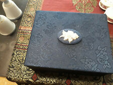 sacatole/porta gioie/bauletti-scatola in raso damascato a blu-nuova